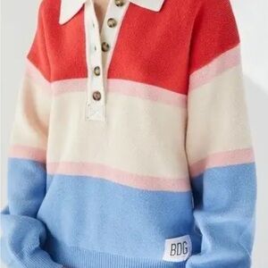 BDG Rena Colorblock Collared Rugby Polo Sweater sz S